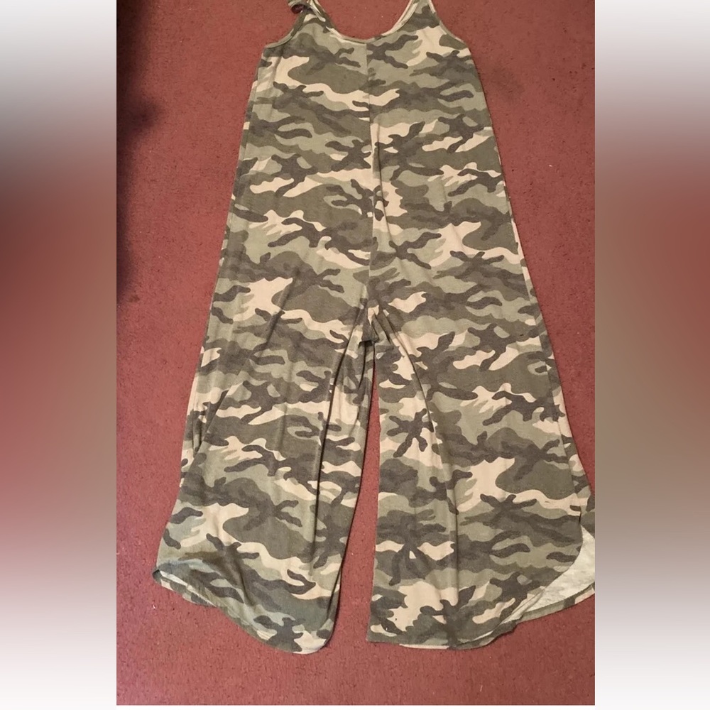 21 Saints Womens Camouflage Sleeveless Cropped Wide-Leg Jumpsuit Size S - Picture 10 of 16